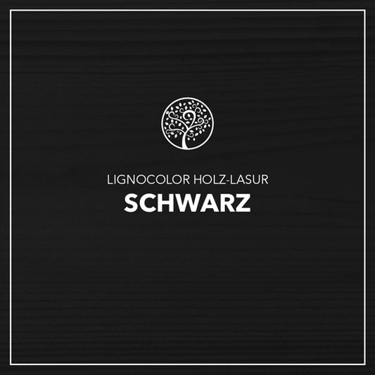 Holzlasur Schwarz gestrichen auf einem Holzbrett.